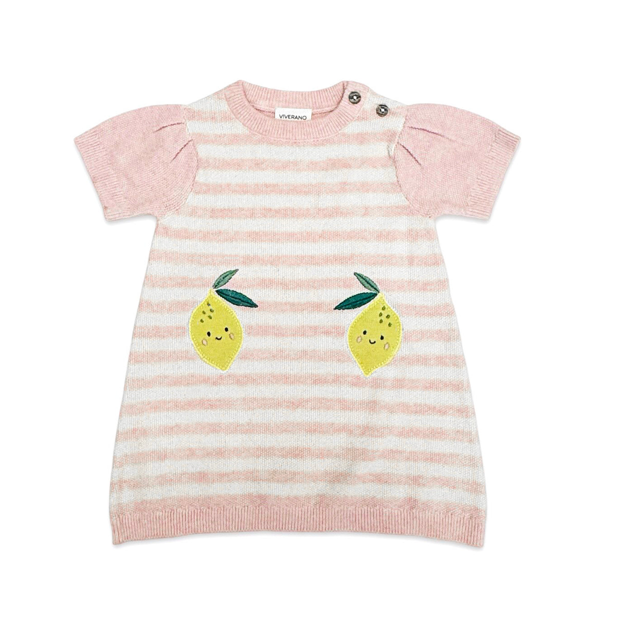 Viverano Happy Lemons Applique Baby Dress (Pink, 6-12M)