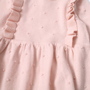 Milan Knit Long Sleeve Ruffle Dress with Bobbles - Organic Cotton