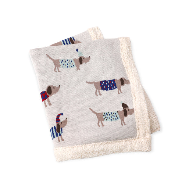 Dachshund Dog Cozy Sherpa Jacquard Knit Baby Blanket (Organic)