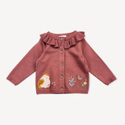 Floral Bird Embroidered Baby Knit Cardigan (organic cotton)