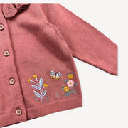 Floral Bird Embroidered Baby Knit Cardigan (organic cotton)