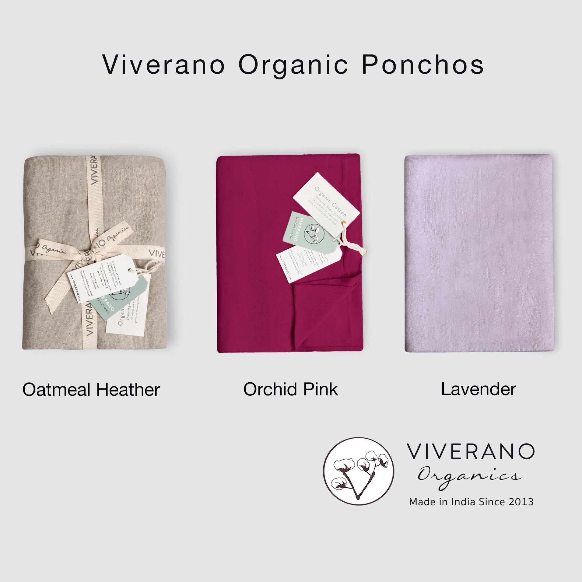 Organic Boat Neck Poncho Colors: Oatmeal Heather, Orchid Pink, Lavender