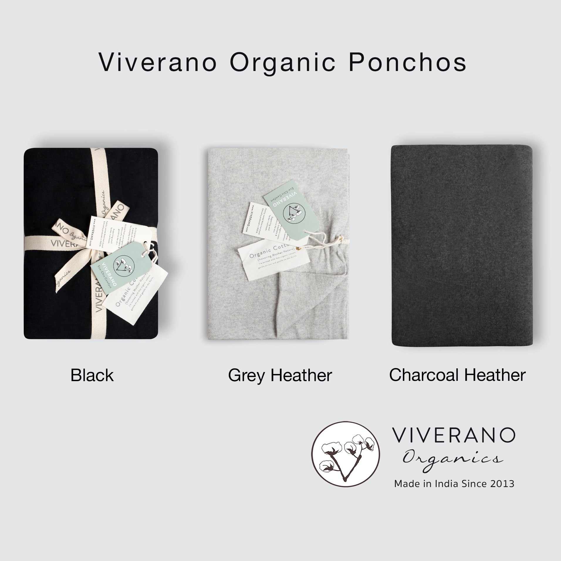Organic Boat Neck Poncho Colors: Black, Grey Heather, Charcoal Heather