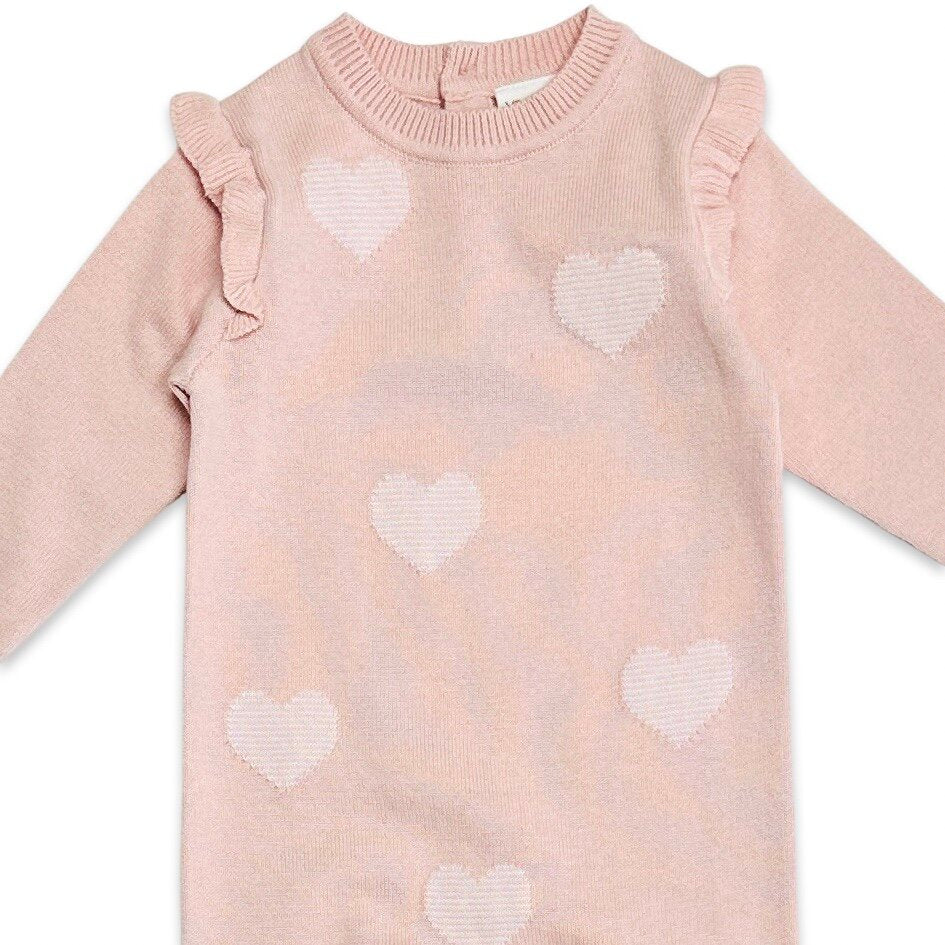 Hearts Jacquard Knit Baby Coverall Jumpsuit (Organic Cotton) 
