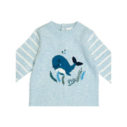 Happy Whale Jacquard Knit Baby Jumpsuit (Organic Cotton)