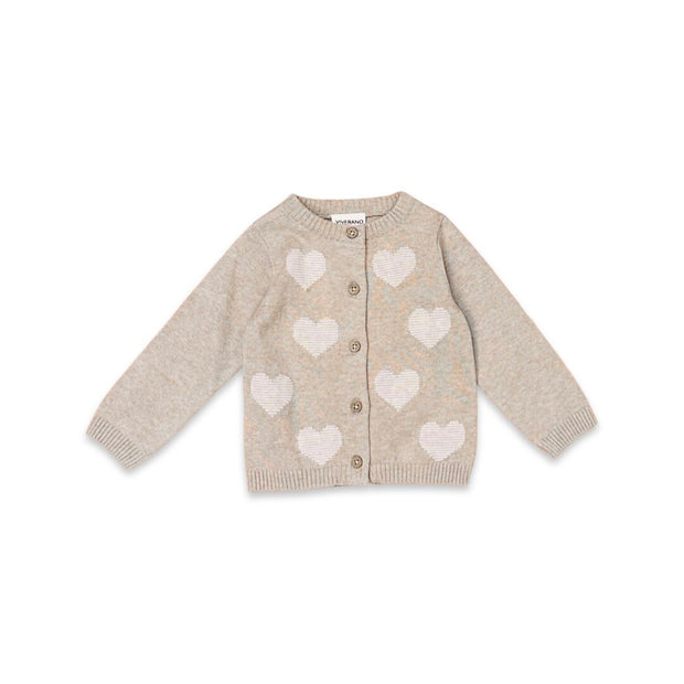 Hearts Jacquard Knit Baby Cardigan (Organic Cotton)