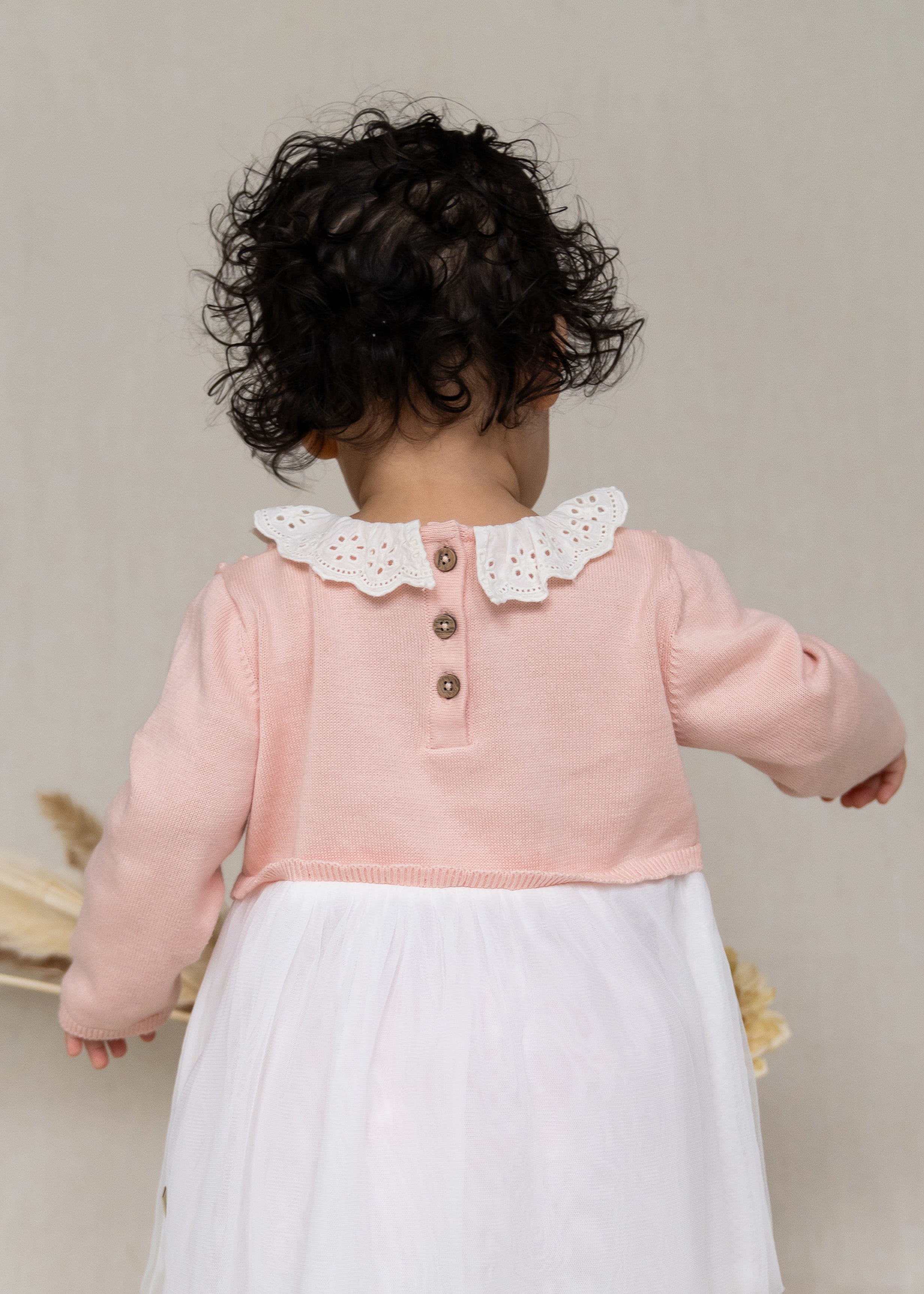 Floral Embroidered Knit Baby Tutu Dress (Organic Cotton) 