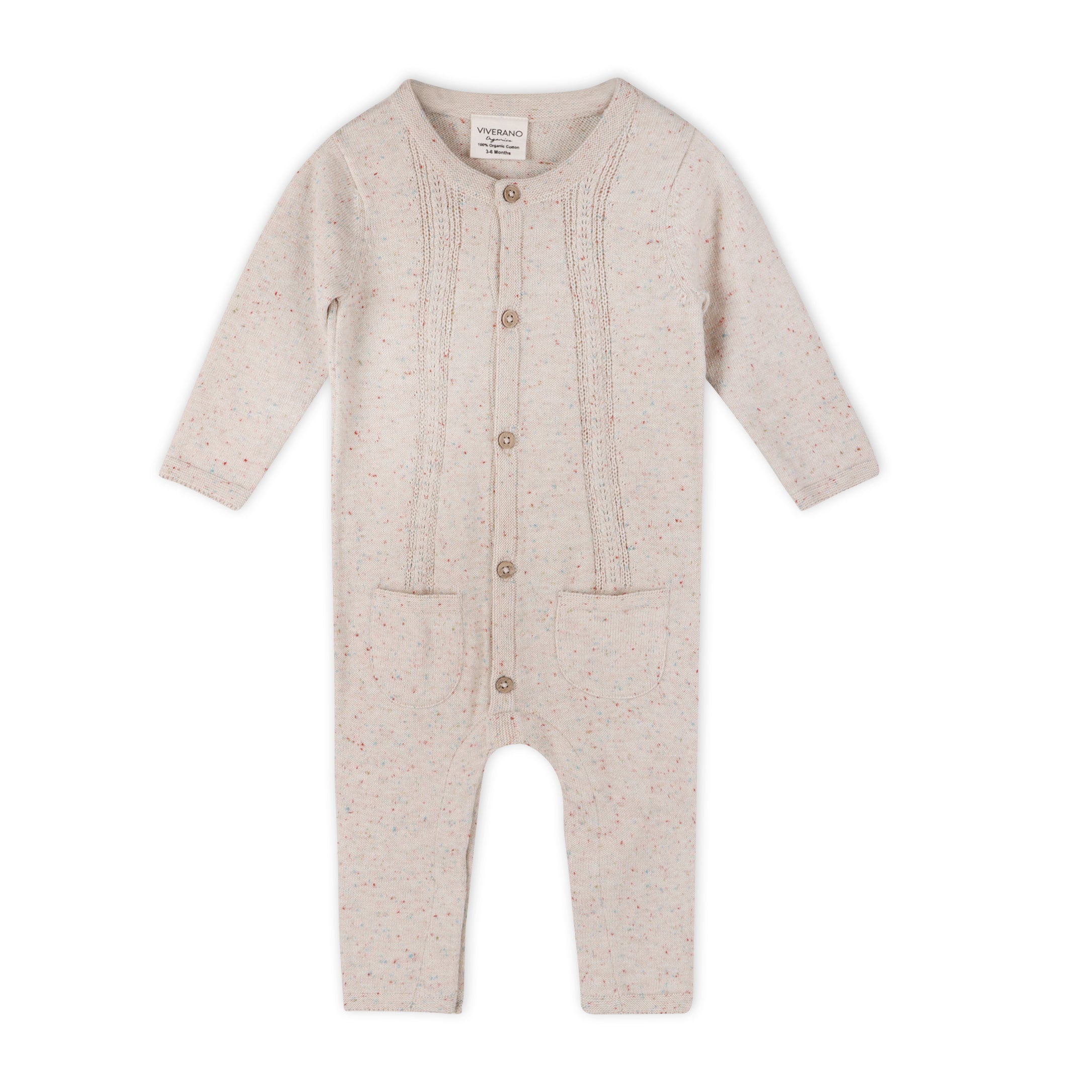 Pointelle Knit 2 Pocket Baby Jumpsuit (Organic Cotton) 
