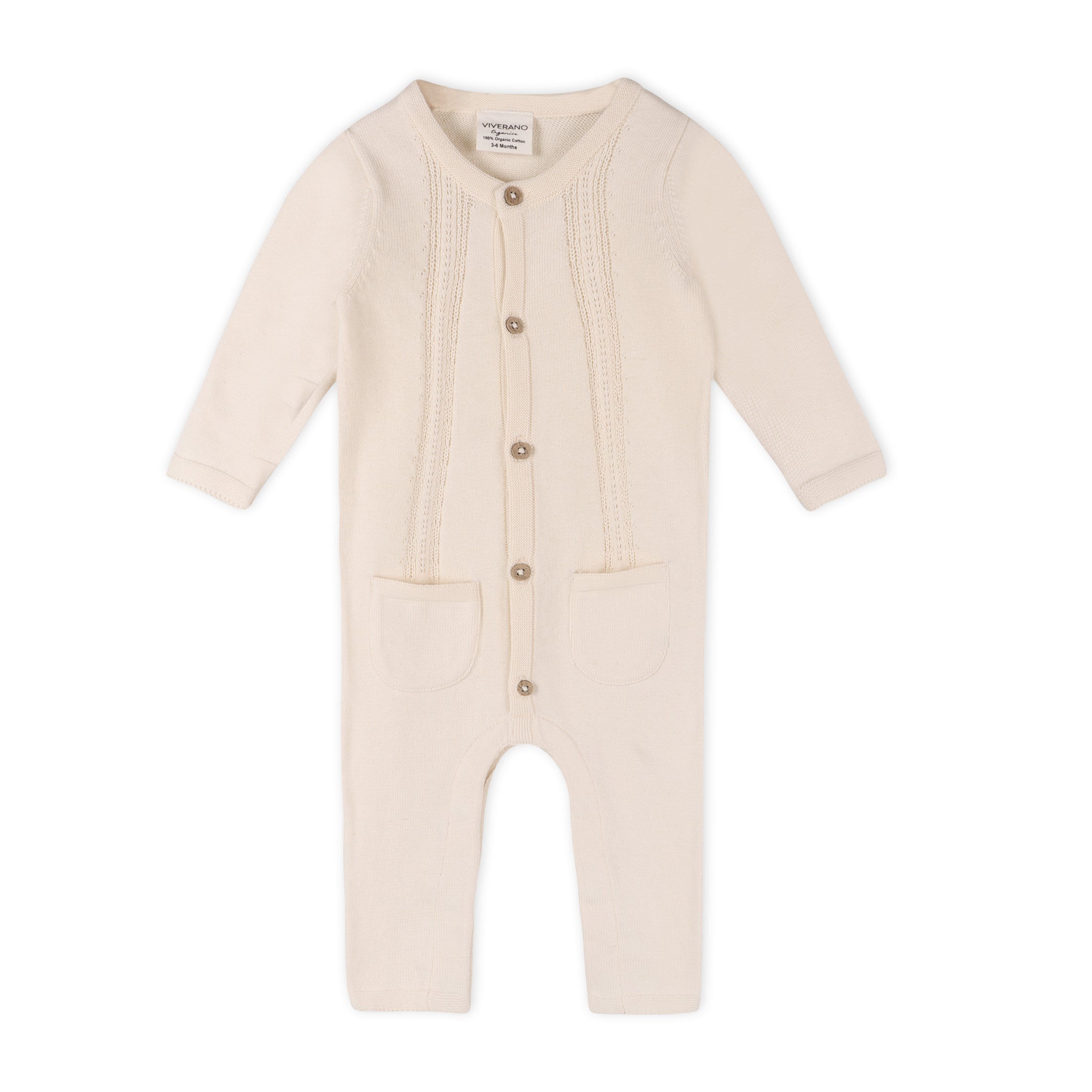 Pointelle Knit 2 Pocket Baby Jumpsuit (Organic Cotton) 