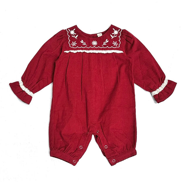 Embroidered Corduroy Baby Jumpsuit (Organic)