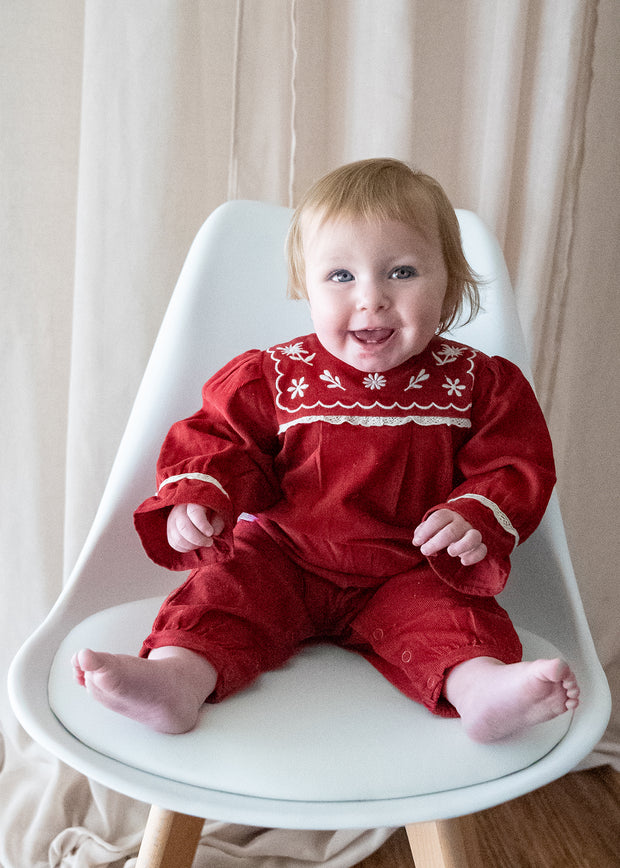 Embroidered Corduroy Baby Jumpsuit (Organic)