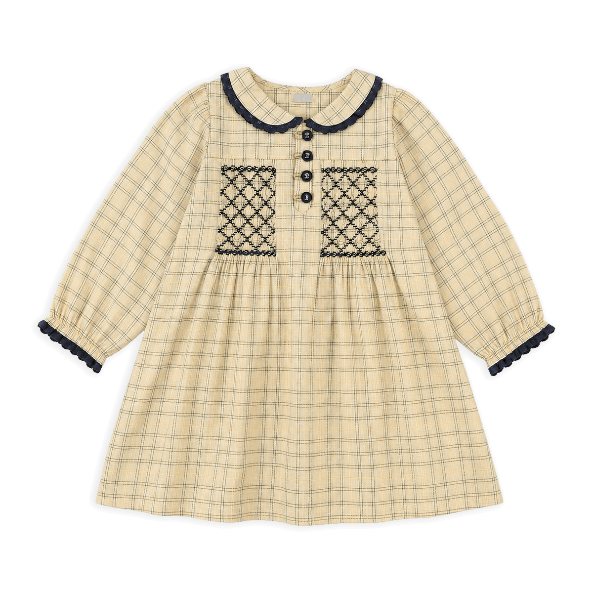 organic hand smocked gingham baby dress