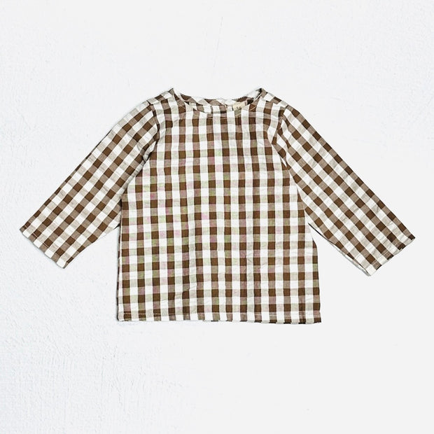 Gingham Muslin Shirt + Corduroy Baby Overall SET (Organic)