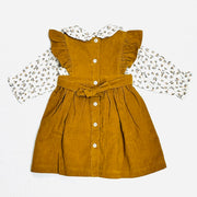 Corduroy Pinafore Dress+Floral Shirt SET (Organic)Corduroy Pinafore Dress + Floral Shirt SET (Organic)