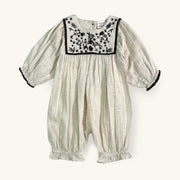 Embroidered Linen Baby Jumpsuit Romper (Organic)