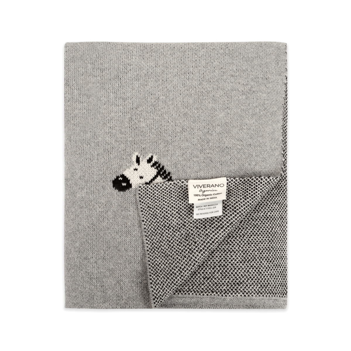 Zebra - Jacquard Sweater Knit Baby Blanket (Organic Cotton)