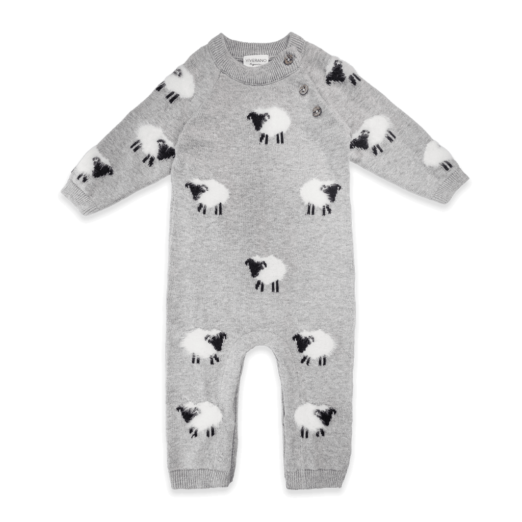 Furry Sheep 3D Jacquard Sweater Knit Baby Jumpsuit Organic Cotton Wear