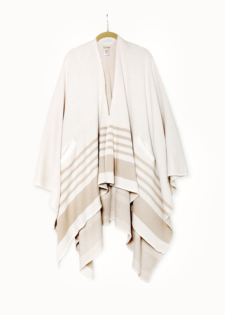 Gaia Eco-Chic Knit Jacquard Travel Blanket Wrap - Stripe Border (Organic Cotton) - 3 Colors
