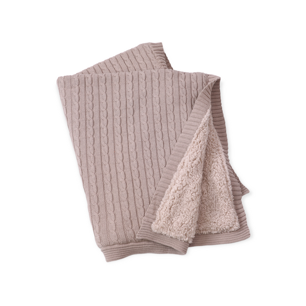 Cozy Sherpa Cable Knit Baby Blanket (Organic Cotton)