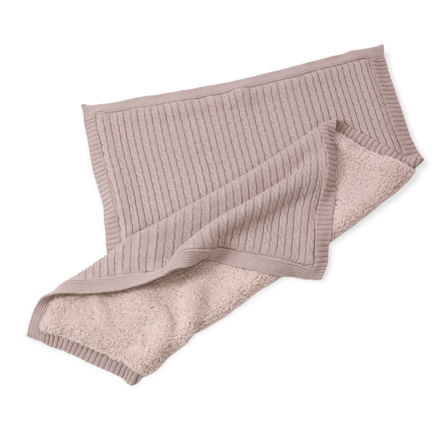 Cozy Sherpa Cable Knit Baby Blanket (Organic Cotton)