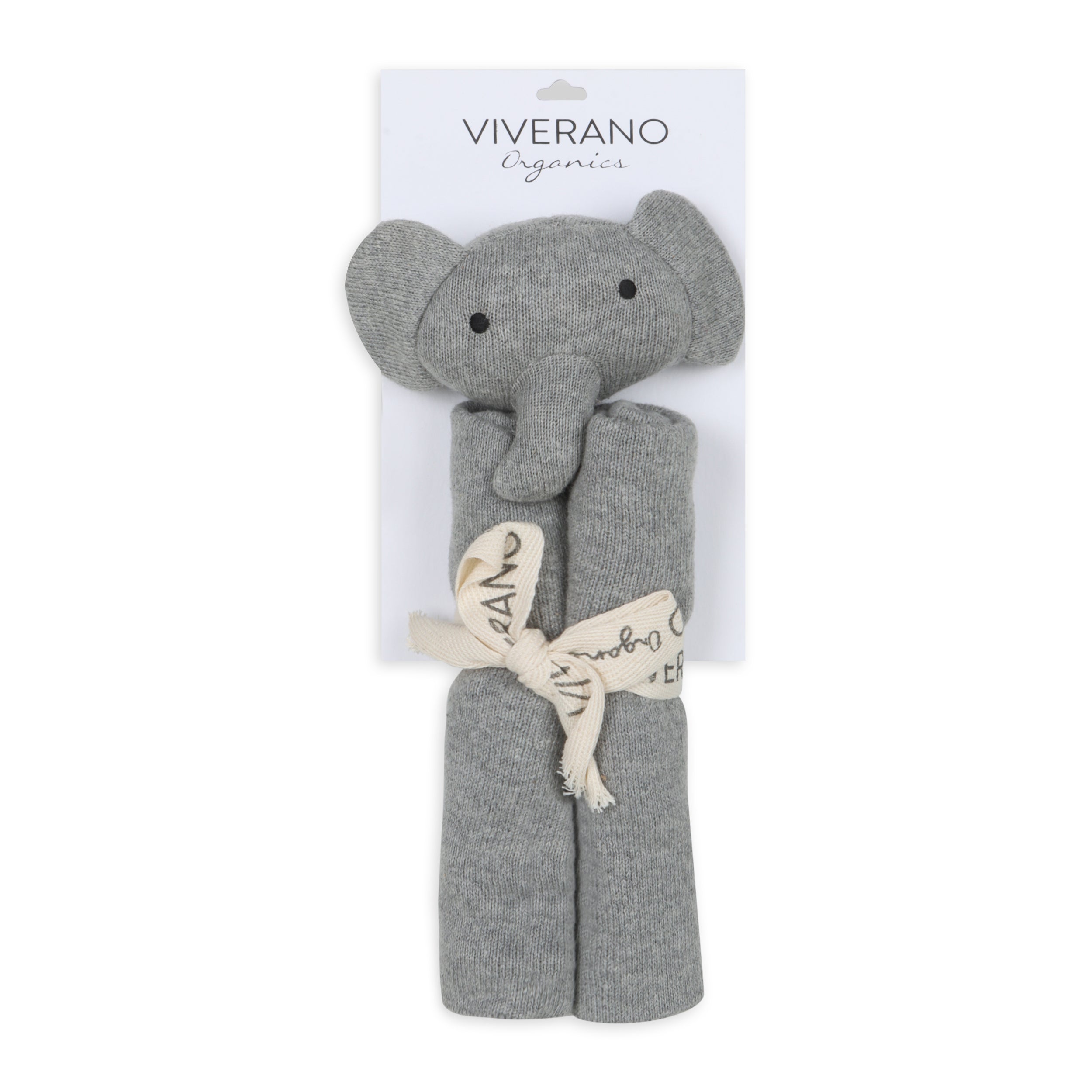 Organic Baby Lovey Security Blanket Cuddle Cloth  - Elephant 