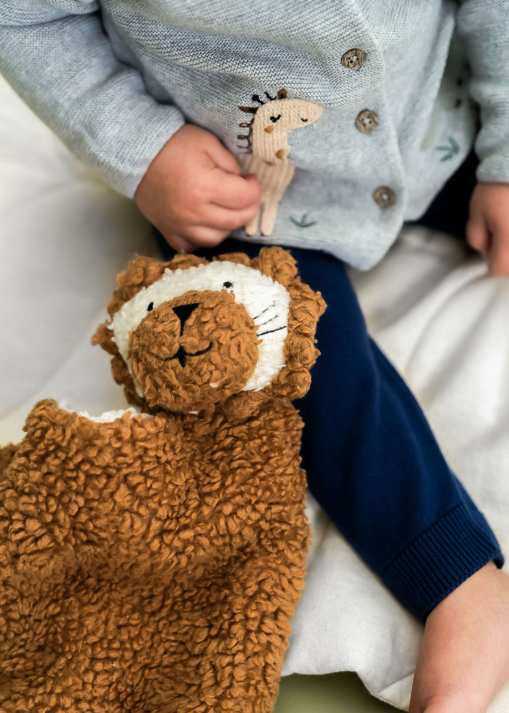 LION - Organic SHERPA Lovey Baby Security Blanket Cuddle Cloth
