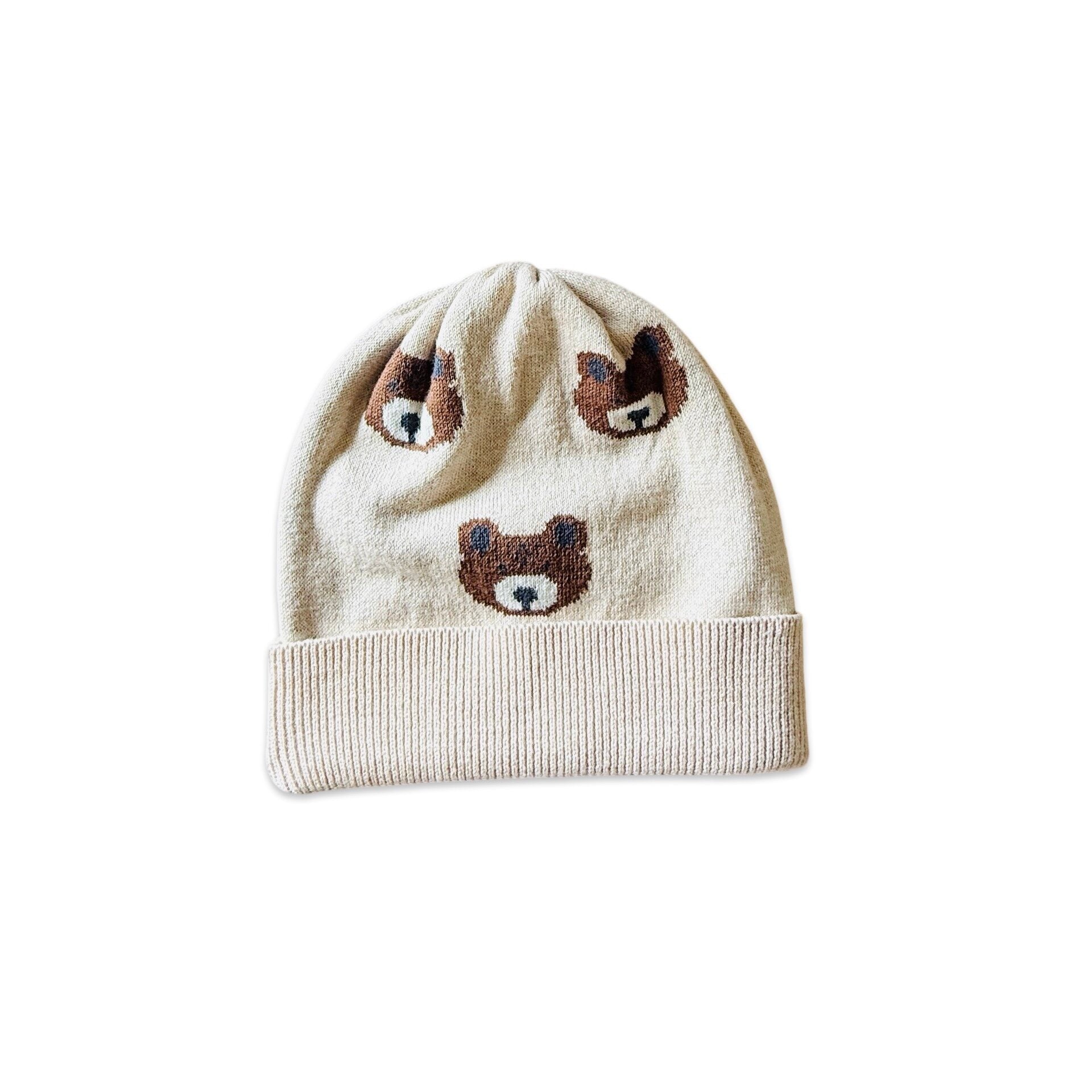 Bear Sweater Knit Round Beanie Hat (Organic Cotton)