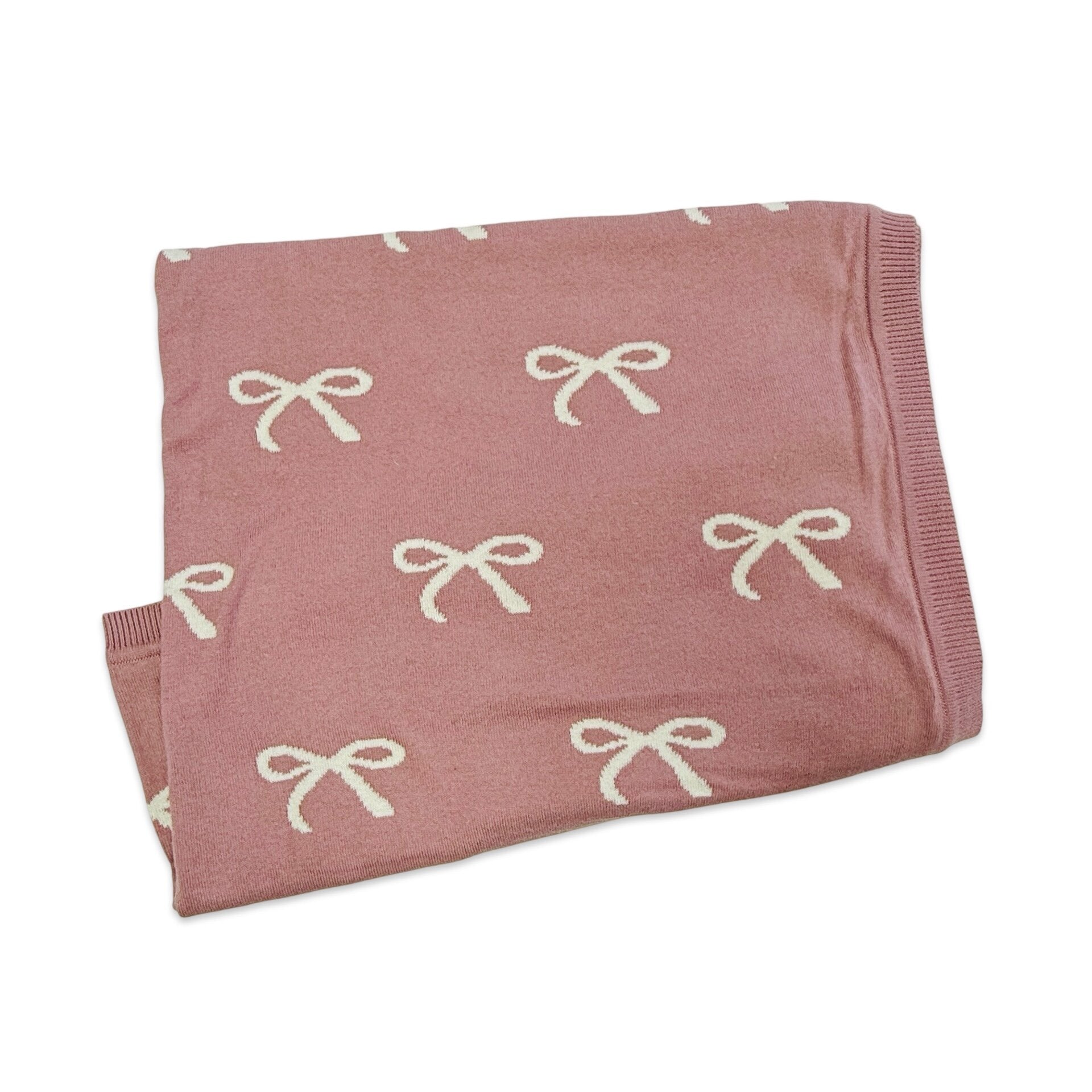 Sweet Bow - Organic Cotton Jacquard Knit Baby Blanket - Reversible