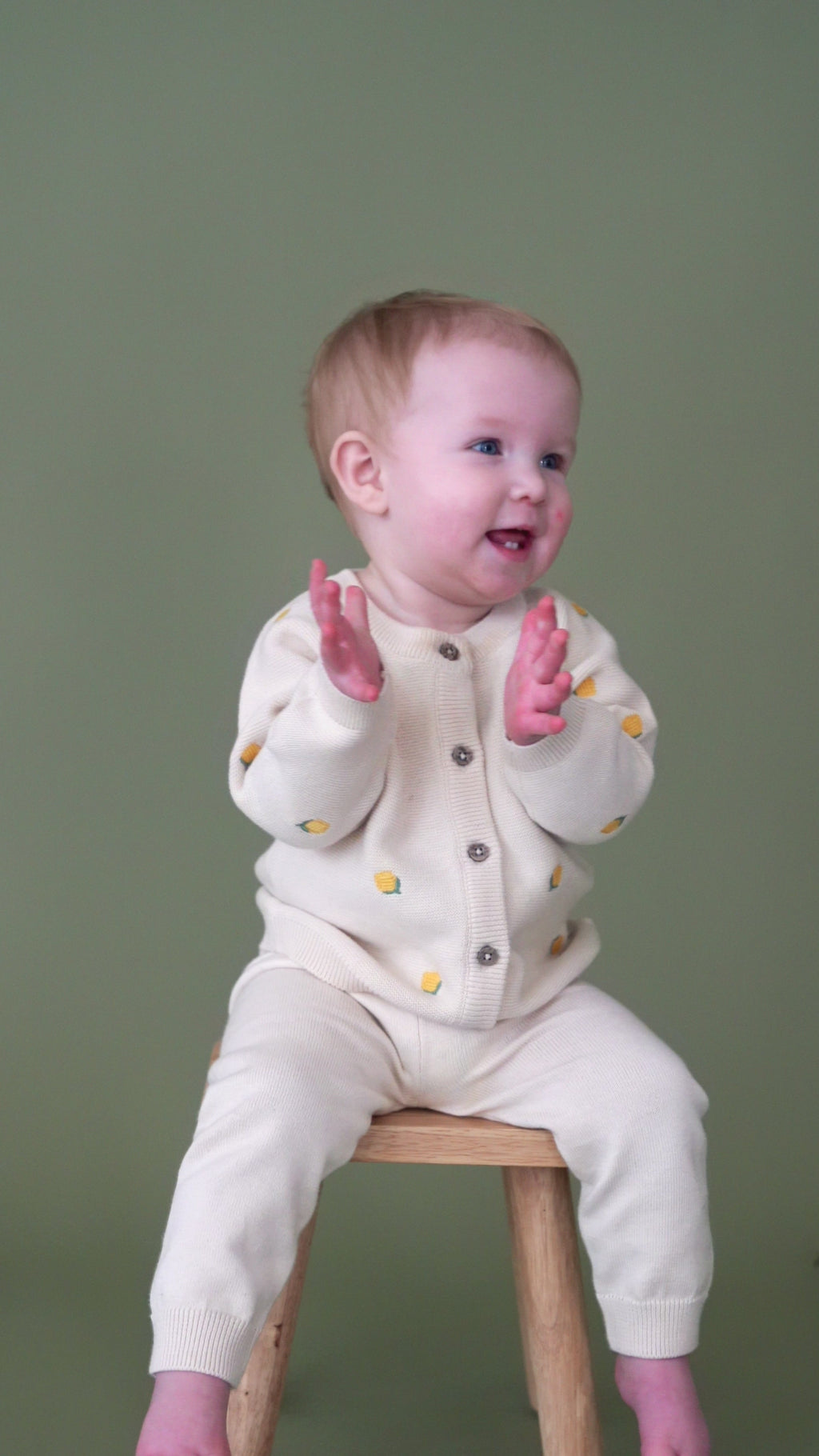 Limoncello Embroidered Sweater Knit Baby Cardigan (Organic Cotton)