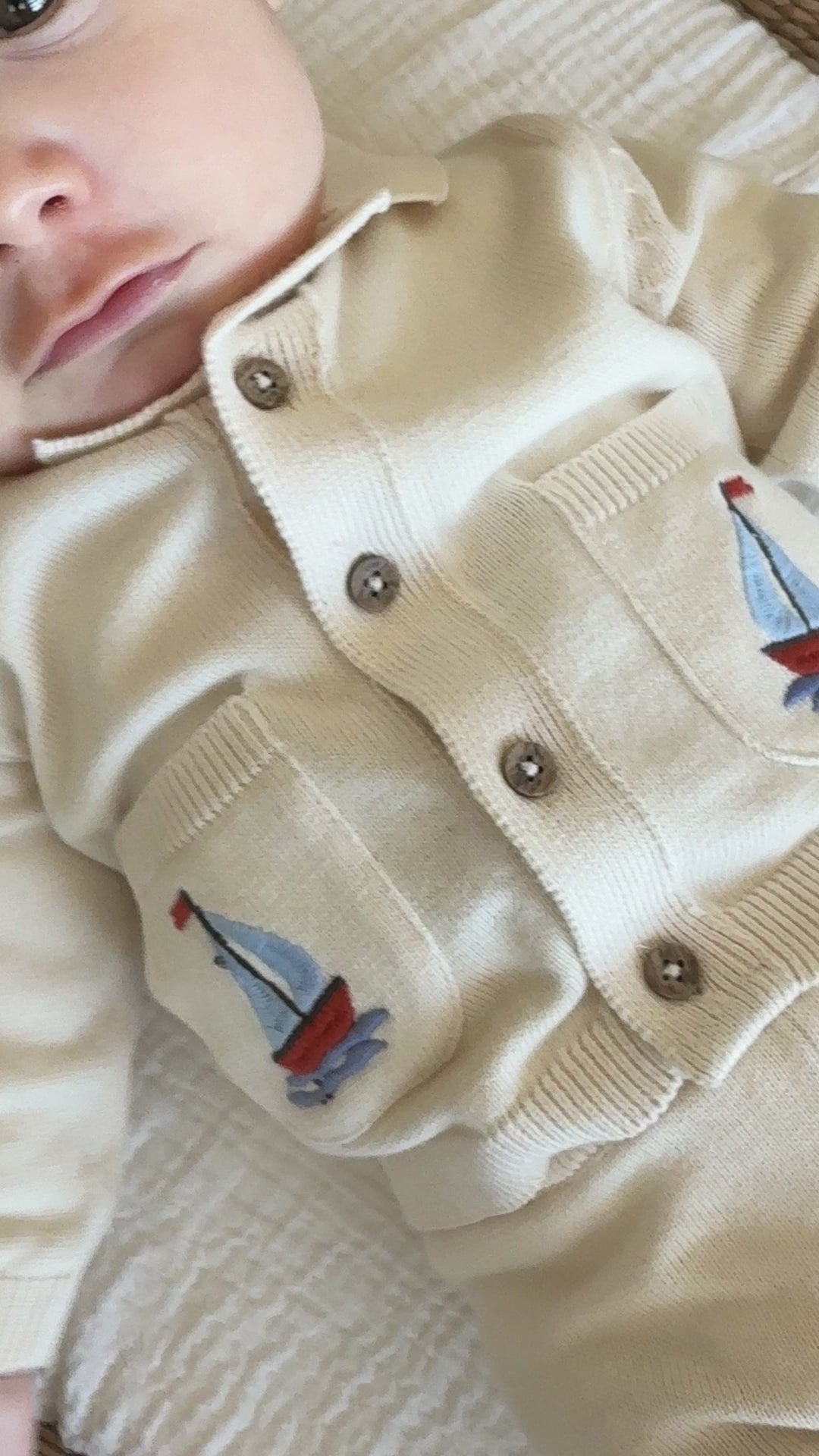 Sailboat Embroidered Pocket Baby Shirt & Pants Set (Organic Cotton)