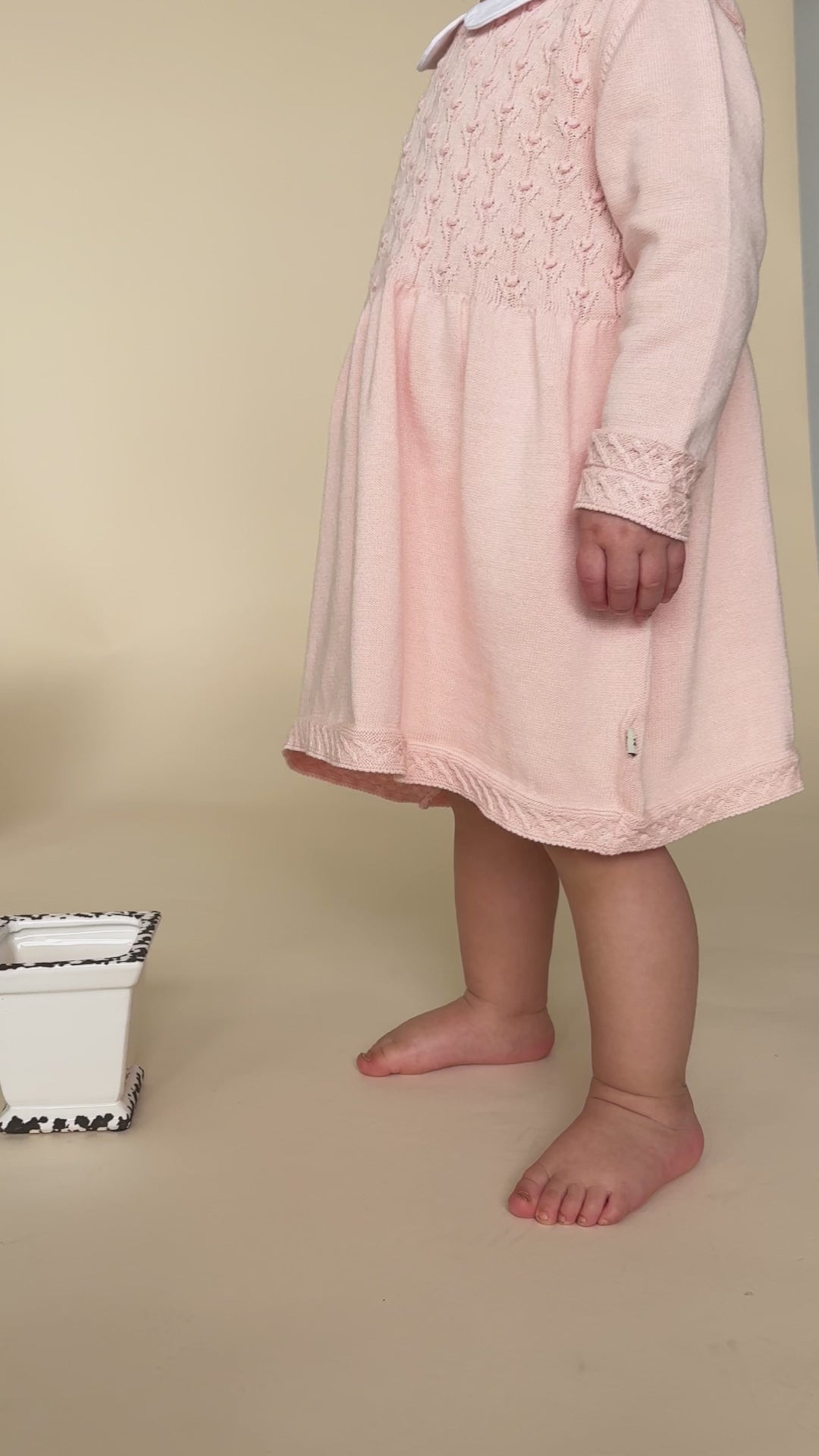 Blush Milan Knit Baby Peter Pan Tulip Sweater Dress (Organic Cotton)