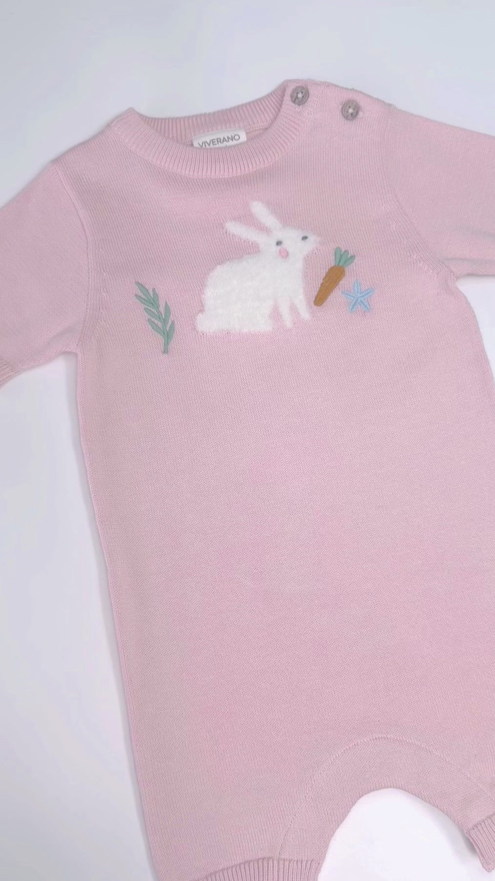 Furry Bunny Embroidered Baby Knit Romper (Organic Cotton)
