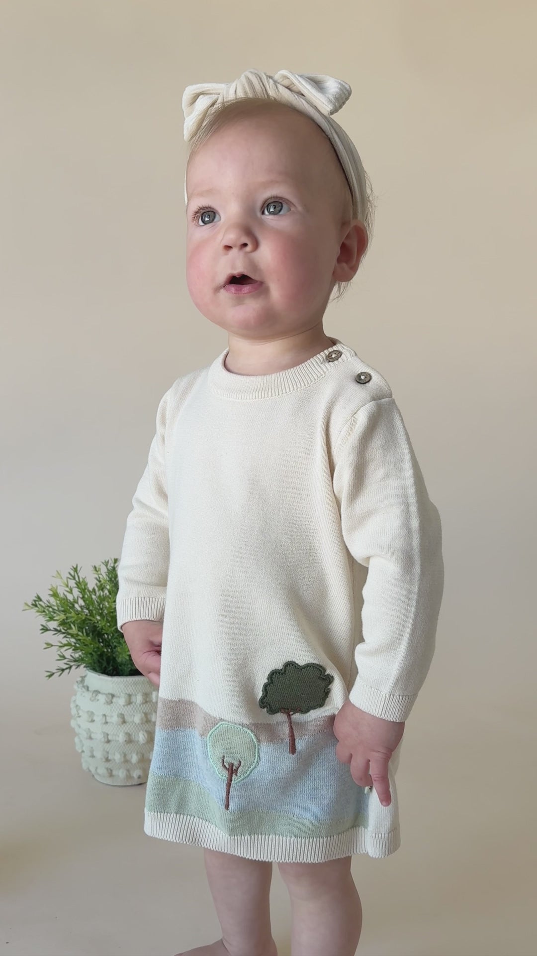 Farm House Baby Knit Tunic Dress (Organic Cotton) - Model