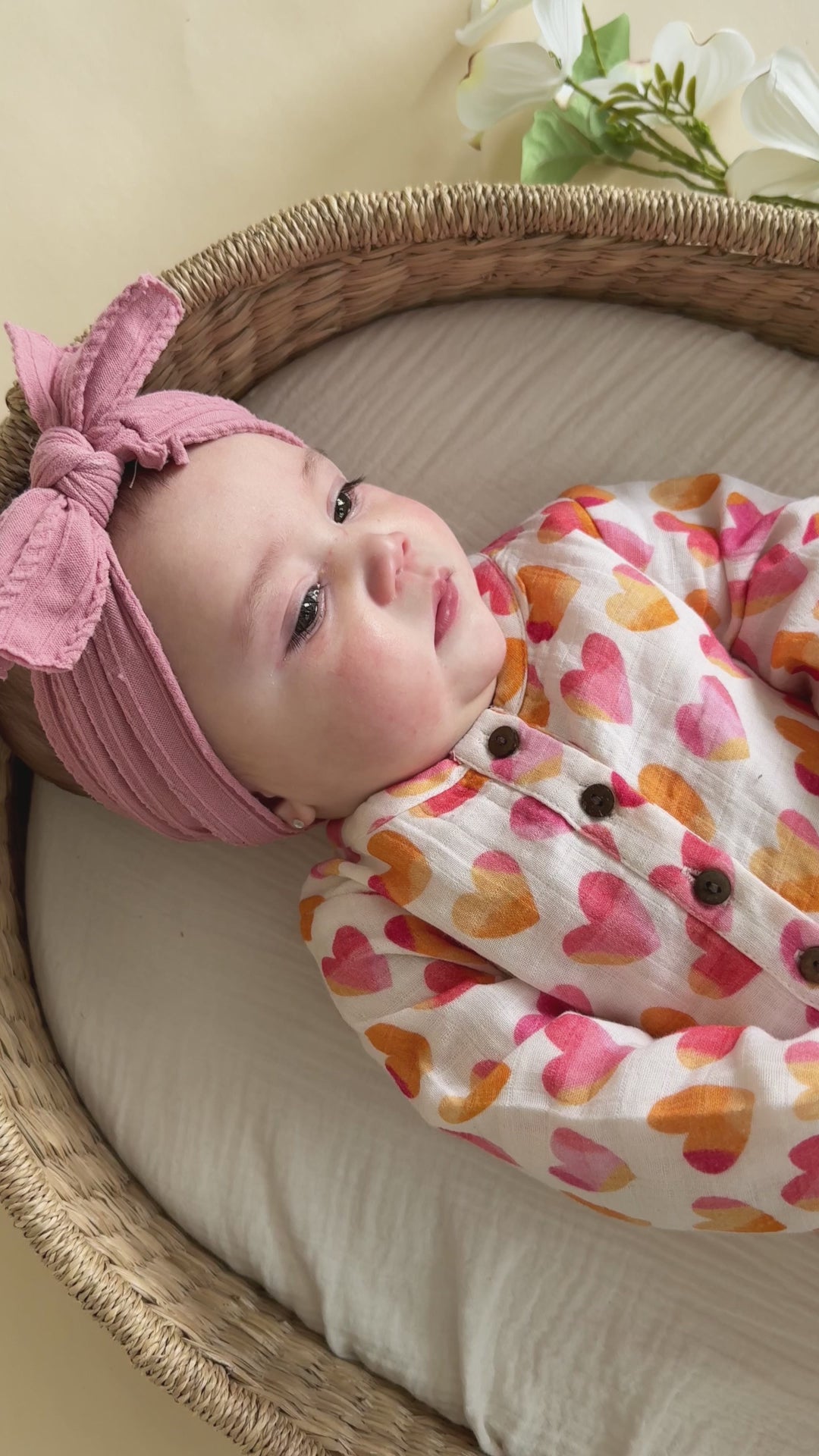 Hearts Baby Coverall Jumpsuit (Organic Muslin)