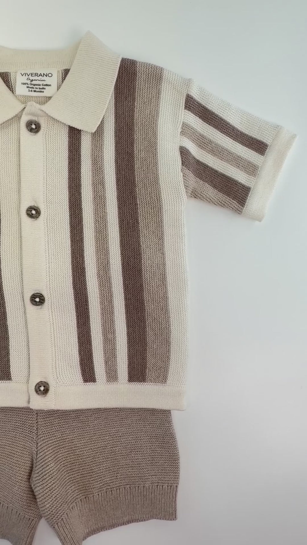 Archie Textured Stripe Baby Shirt & Shorts Set (Organic Cotton)