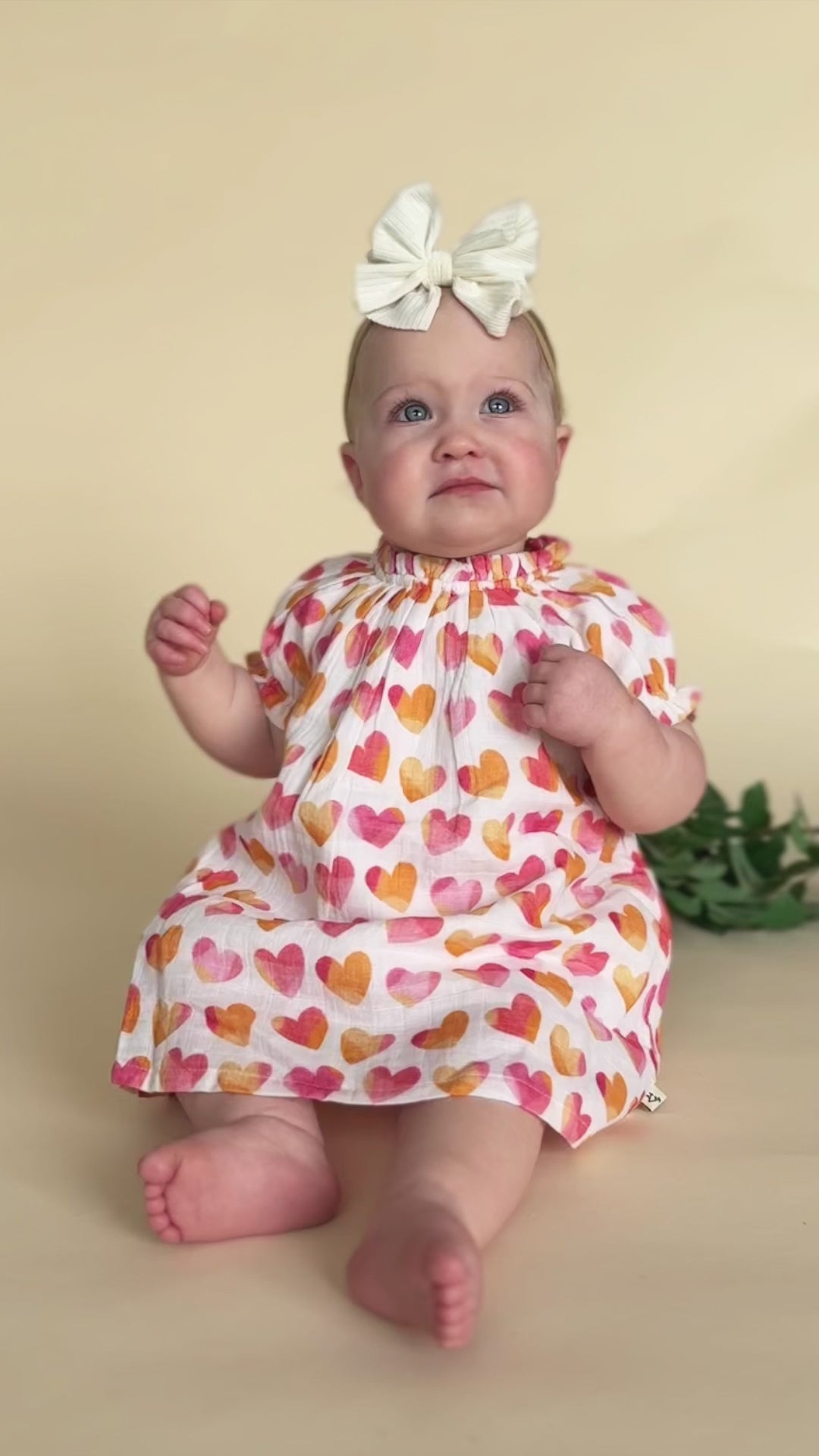 Hearts Baby Dress + Bloomer (Organic Muslin)