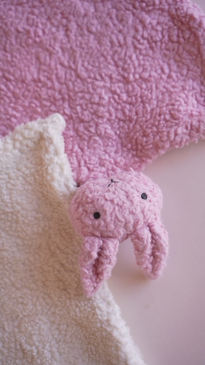 BUNNY - Organic SHERPA Lovey Baby Security Blanket Cuddle Cloth (4 Colors)