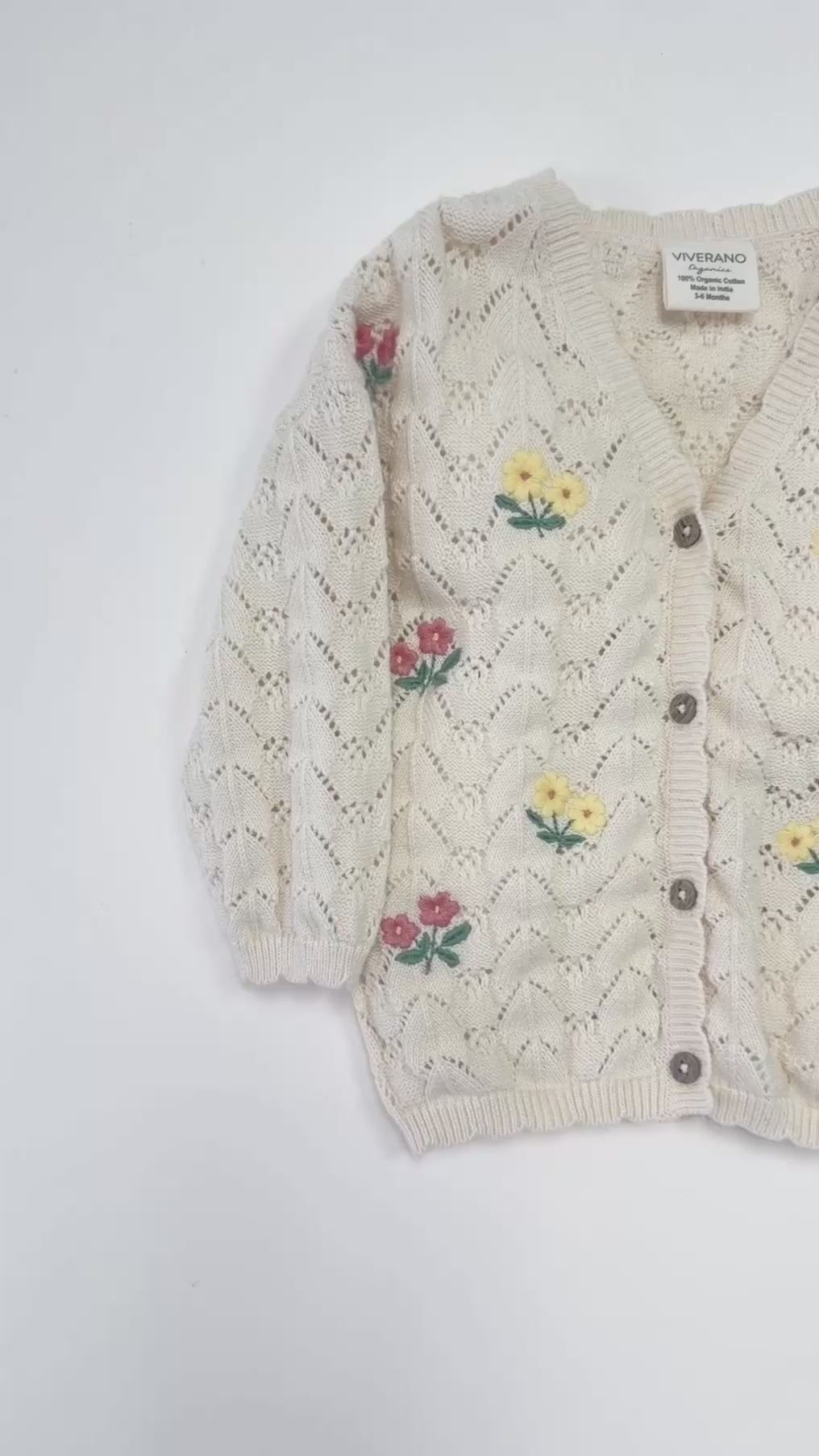 Hazel Floral Textured Baby Knit Cardigan (Organic Cotton)