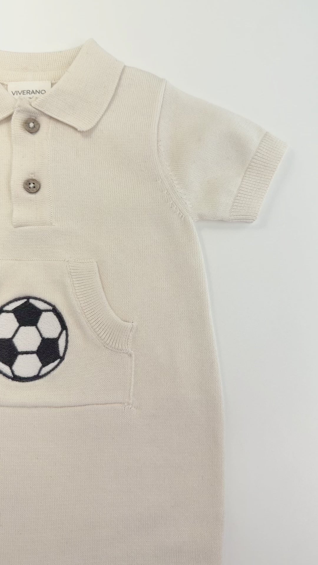 Soccer Applique Baby Knit Romper (Organic Cotton)