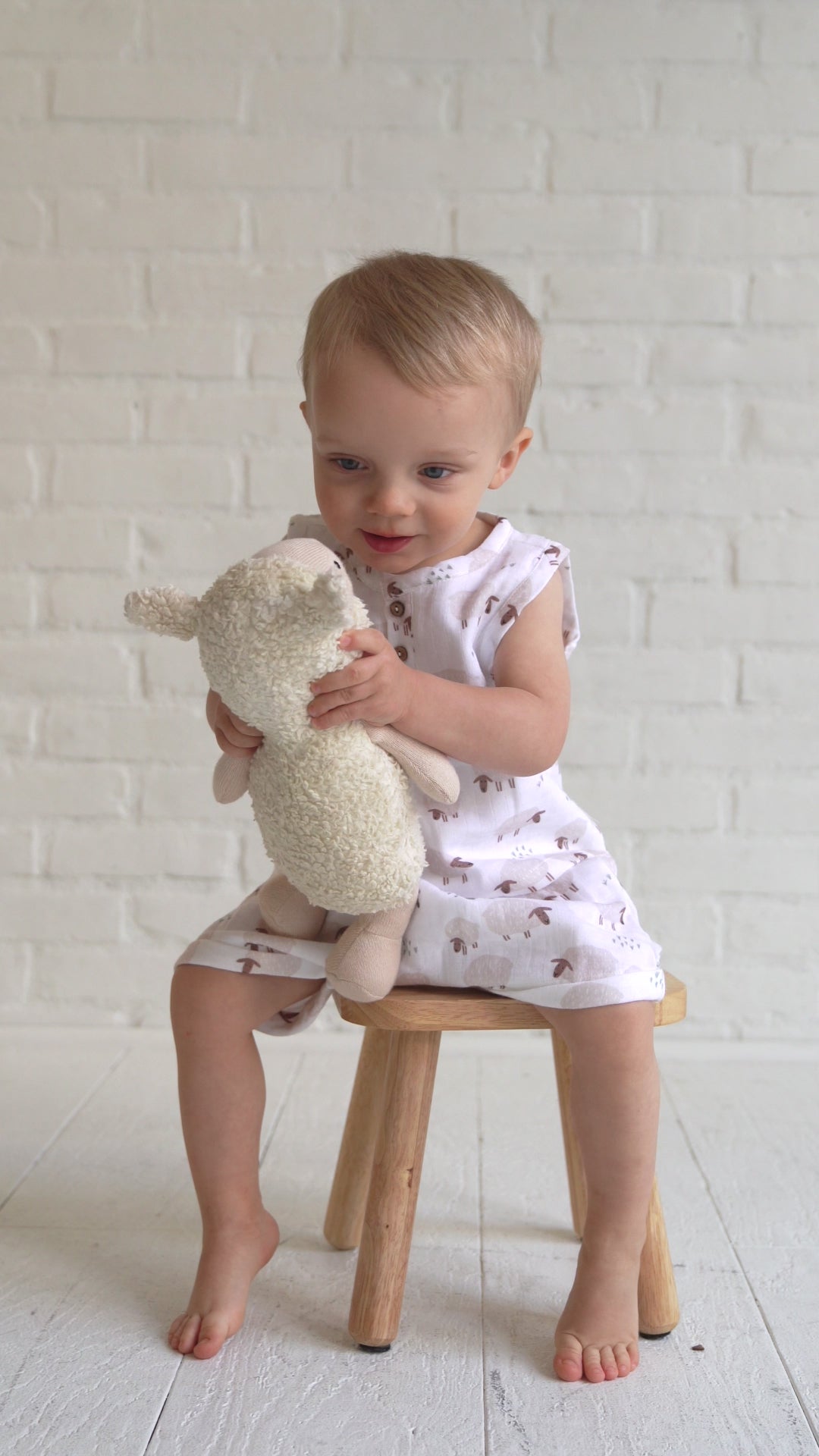 Sheep Sleeveless Baby Romper (Organic Muslin)