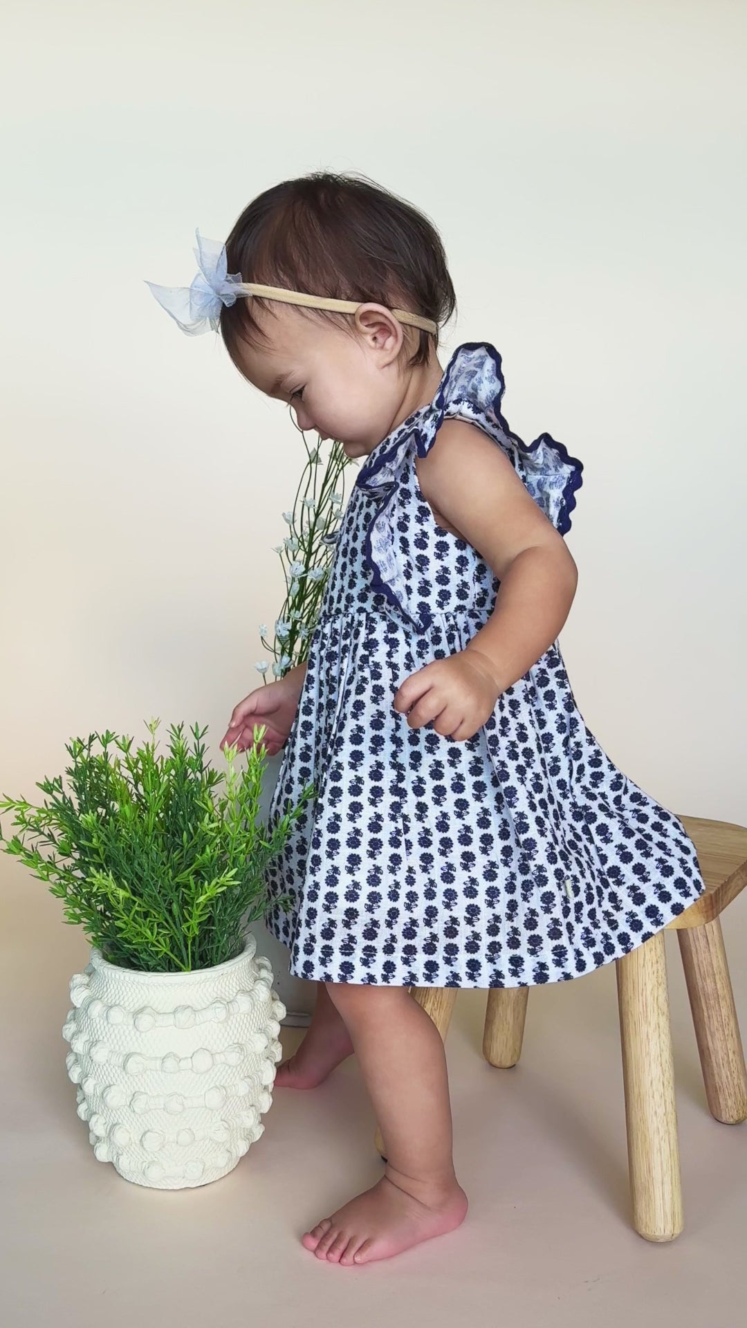 Jamie Blue Floral Baby Dress + Bloomer (Organic)