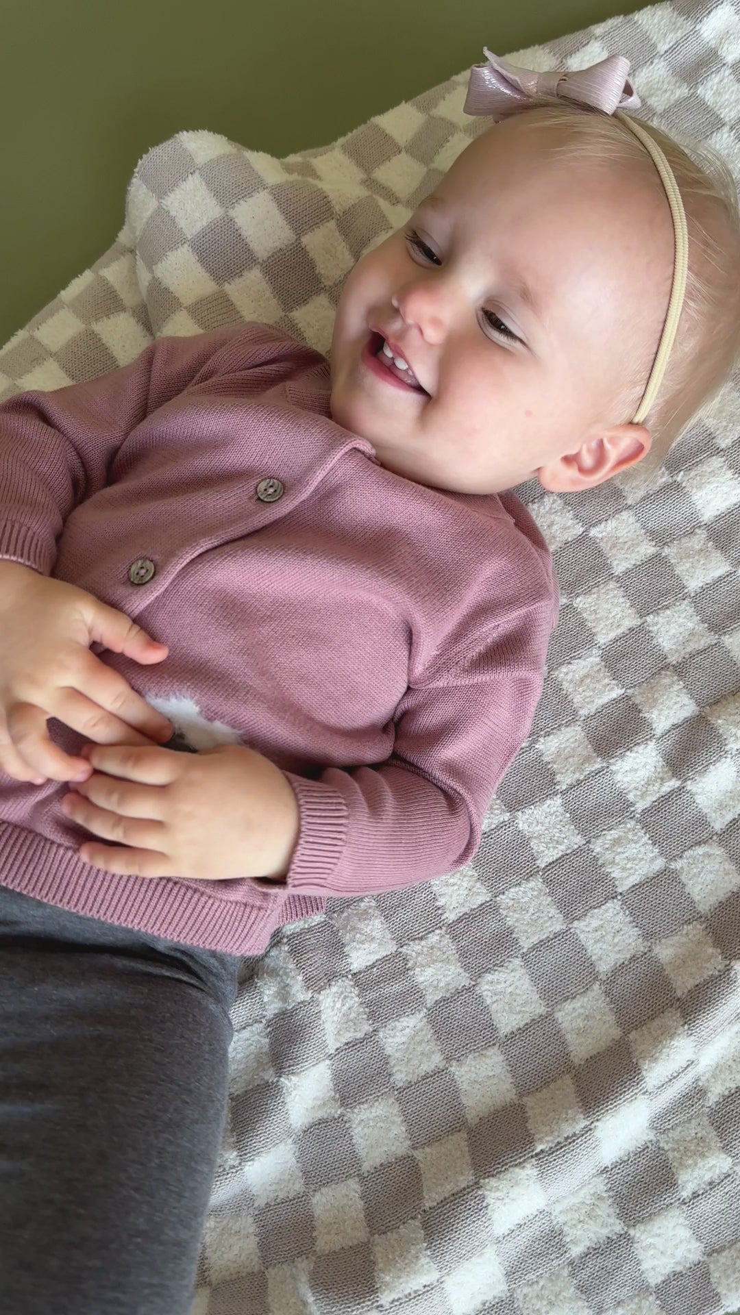 Lamb Jacquard Knit Baby Cardigan Sweater (Organic Cotton)