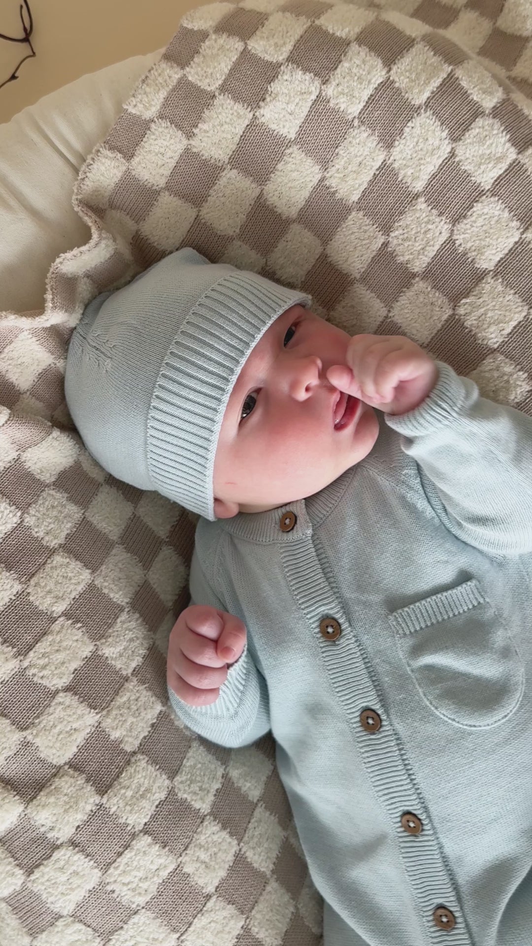 Sky Blue Milan Knit Cozy Baby Booties (Organic Cotton) 