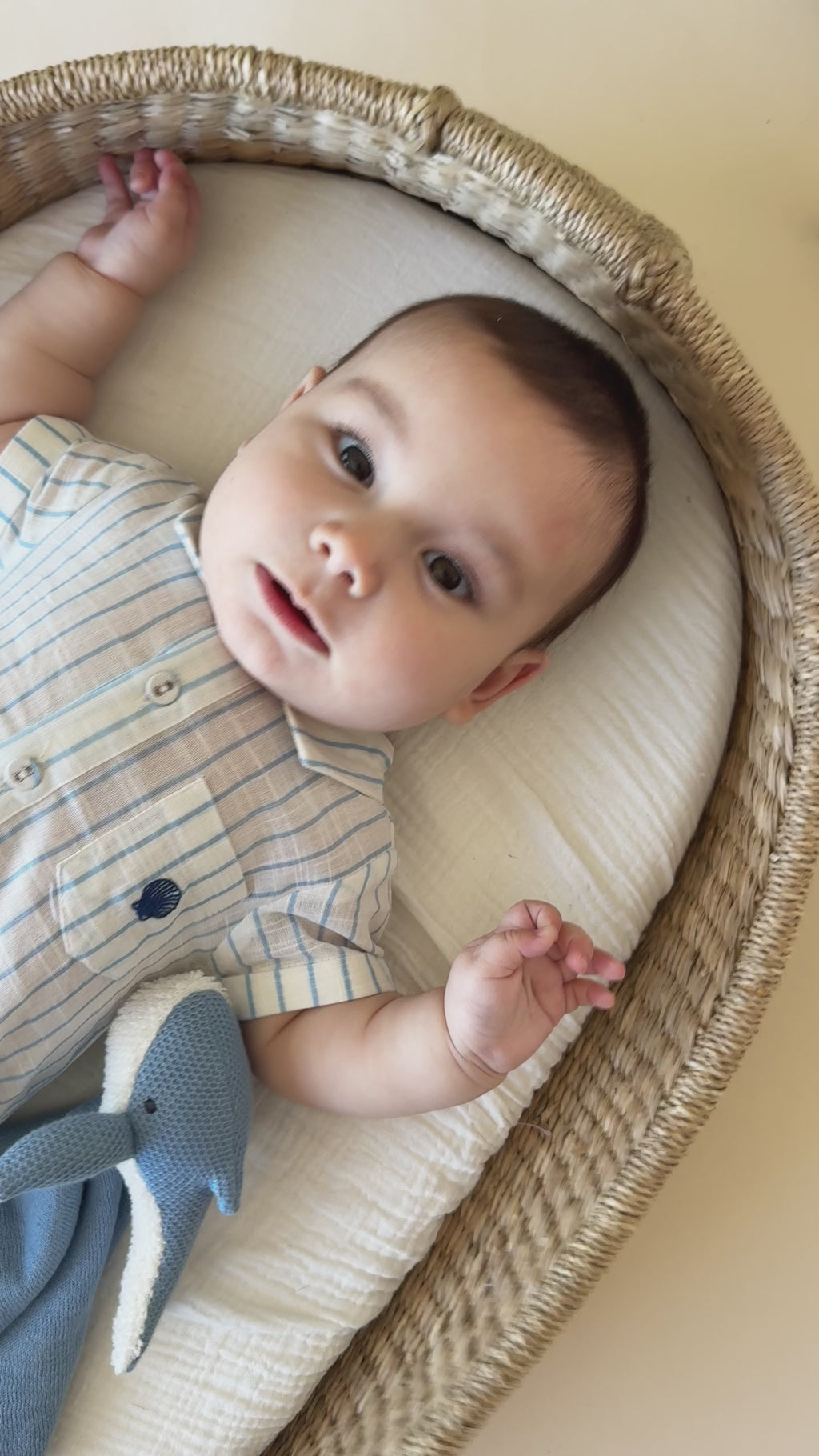 Aqua Embroidered Baby Romper (Organic)