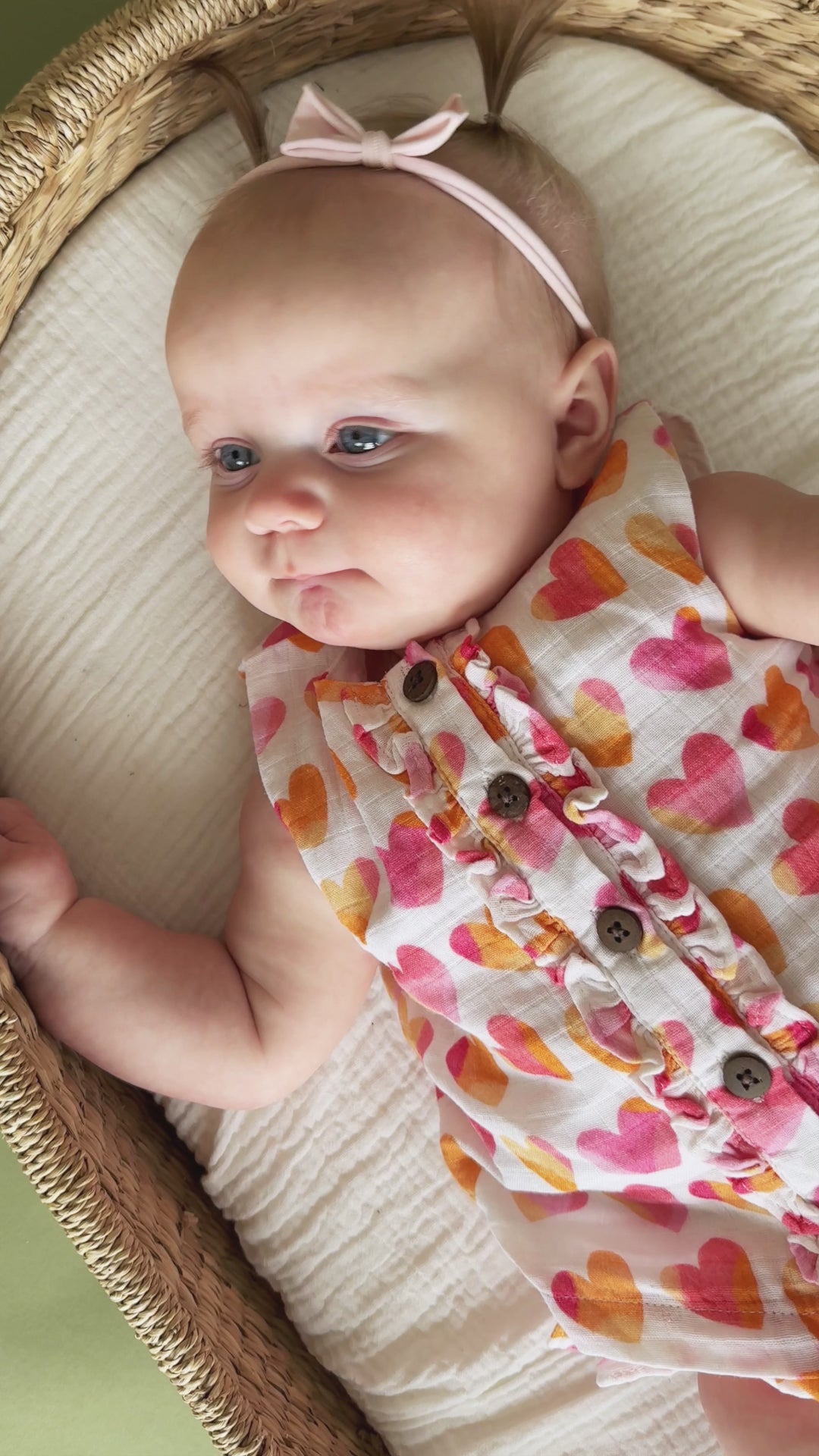 Hearts Button Front Baby Top + Ruffled Bloomer (Organic Muslin)