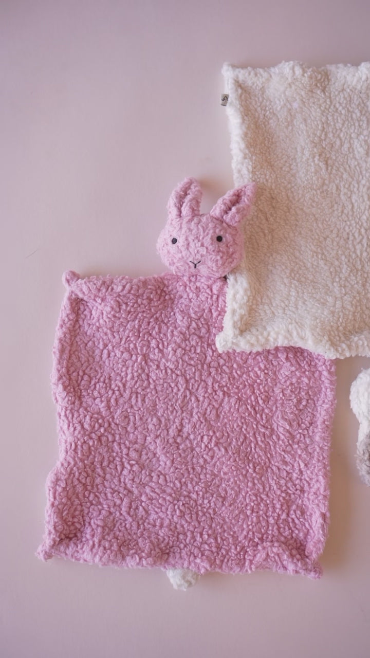 BUNNY - Organic SHERPA Lovey Baby Security Blanket Cuddle Cloth (4 Colors)