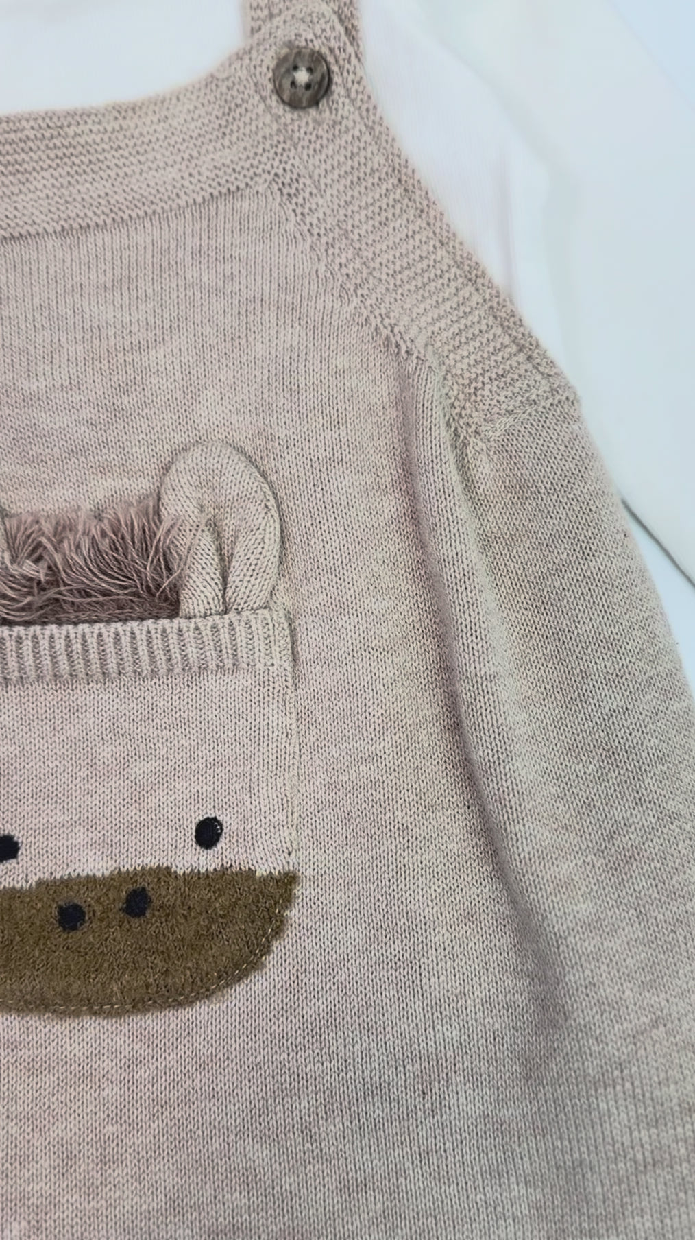 Horse Pocket Baby Knit Overall Set (Organic Cotton)