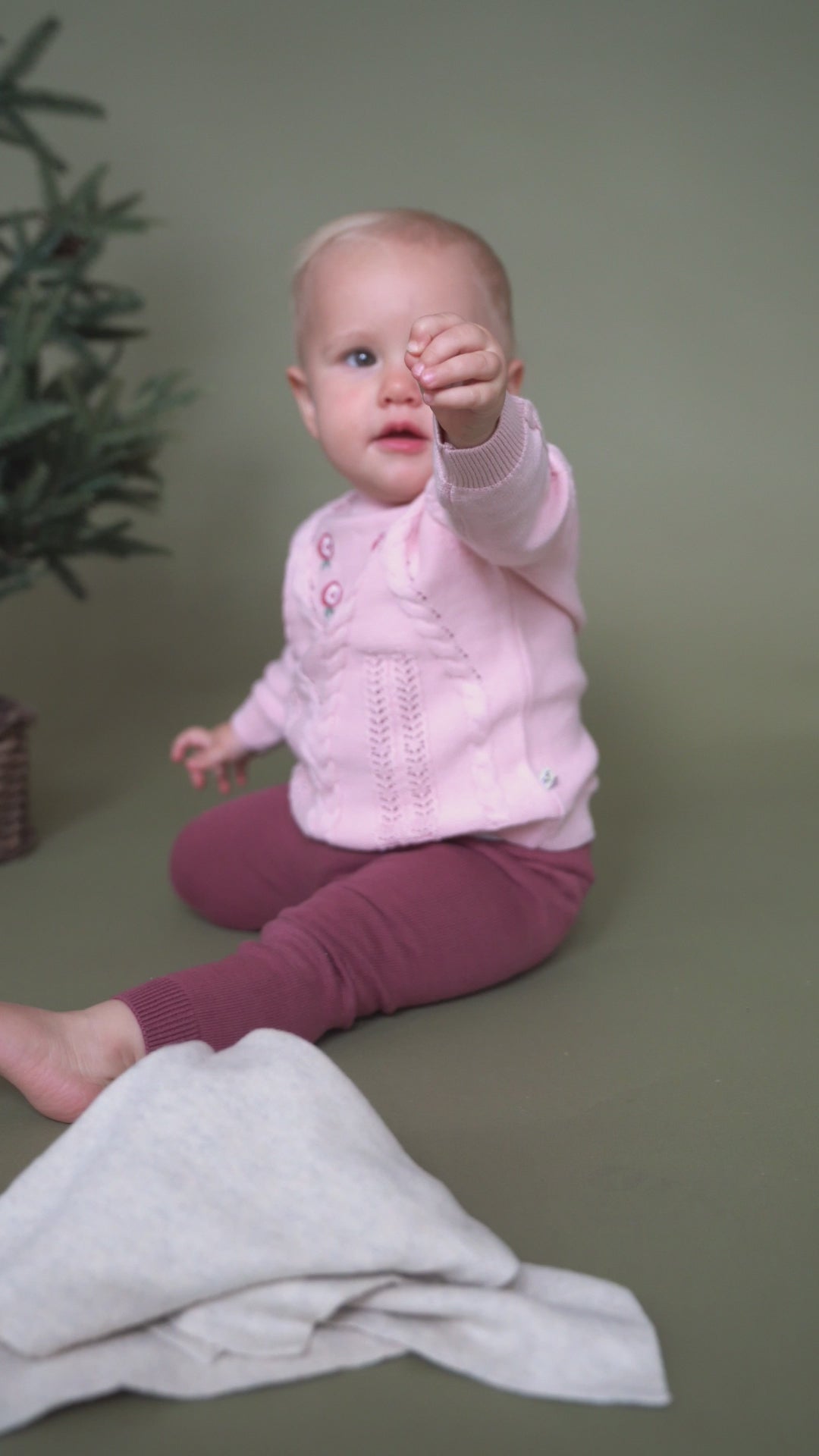 Floral Embroidered Cable Knit Baby Sweater Pullover (Organic Cotton)