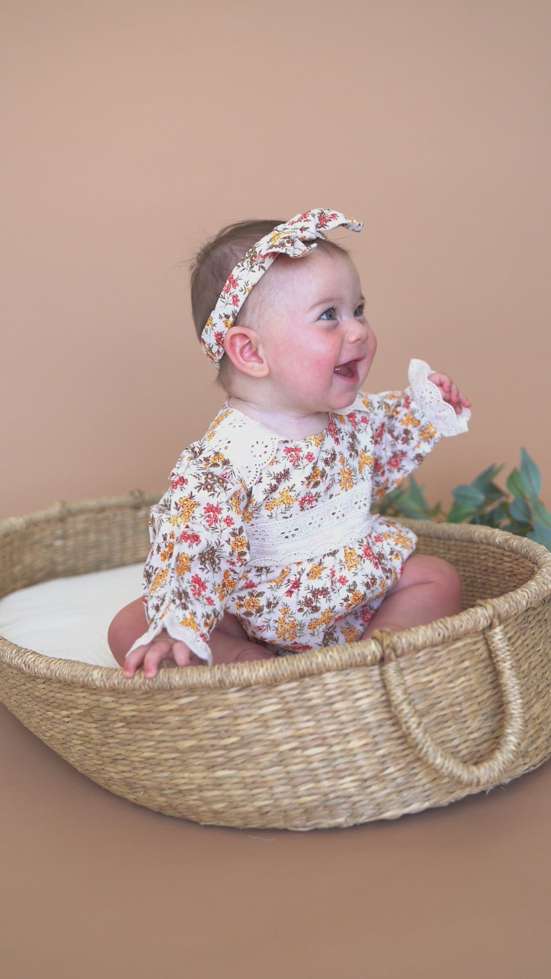 Florecita Floral Baby Romper & Headband Set (Organic Cotton)