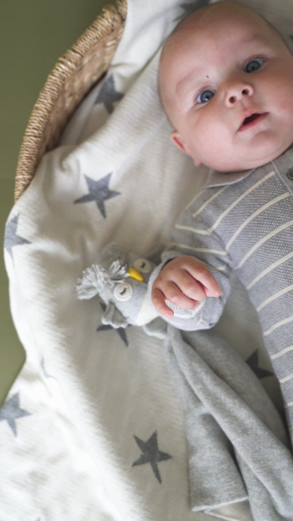 Stripe & Collar Sweater Knit Baby Jumpsuit (Organic Cotton)